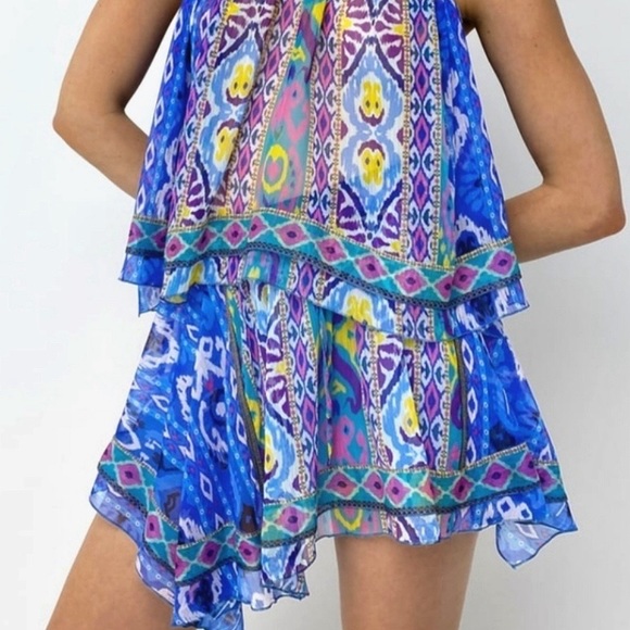 🦋 ZARA BOHO BLUE MULTI ASYMMETRICAL MINI SKIRT! - Picture 16 of 16